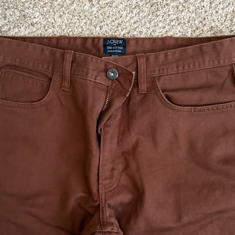 J. Crew Men's Rust Slim Straight Flannel Lined Jeans, size 32x30